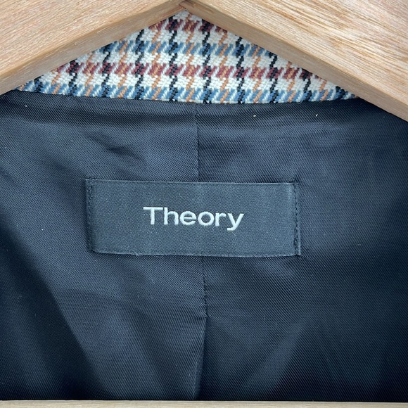 Theory Super Cinch Fremont Plaid Long-Line Blazer Cotton-Wool Tailored - Size 0 - Picture 7 of 16